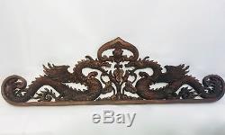 Balinese Twin Dragon Naga Panel Plaque Hand Carved Wood Asian wall art 31