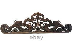 Balinese Twin Dragon Naga Wall Art Relief Panel Hand Carved Wood Asian Decor