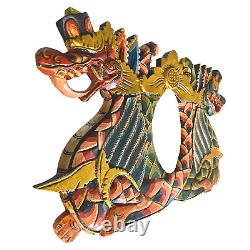 Balinese Twin Naga Dragon Panel Wall Art architectural relief carved wood Bali