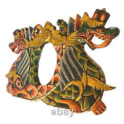 Balinese Twin Naga Dragon Panel Wall Art architectural relief carved wood Bali