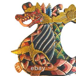 Balinese Twin Naga Dragon Panel Wall Art architectural relief carved wood Bali