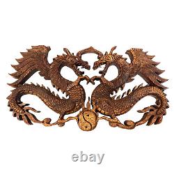 Balinese Winged Dragon Naga Wall Art Relief Panel Hand Carved Wood Asian Decor