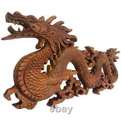 Balinese Winged Dragon Wooden Carved Relief Panel Wall Art Bali Wood Carving