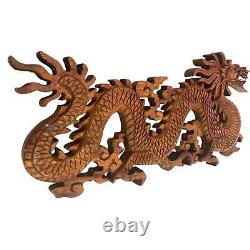 Balinese Winged Dragon Wooden Carved Relief Panel Wall Art Bali Wood Carving