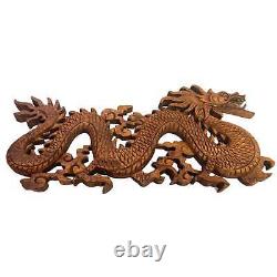Balinese Winged Dragon Wooden Carved Relief Panel Wall Art Bali Wood Carving