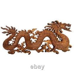 Balinese Winged Dragon Wooden Carved Relief Panel Wall Art Bali Wood Carving