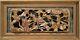 Beautiful Antique Chinese Carved Wall Panel Birds And Flowers, Gilt On Red