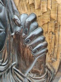 Beautiful Carved panel in wood with Virgin Mary