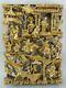 Beautiful Large Antique Chinese Hand Carved & Gilt Battlefield Wood Panel