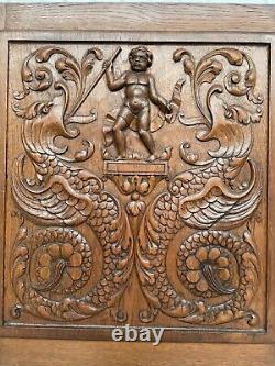 Beautiful Neo Renaissance carved Door panel in wood with Dragons (1)