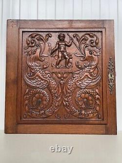 Beautiful Neo Renaissance carved Door panel in wood with Dragons (2)