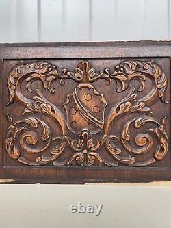 Beautiful Neo Renaissance carved panel in wood with Dragons (1)