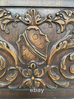 Beautiful Neo Renaissance carved panel in wood with Dragons (1)