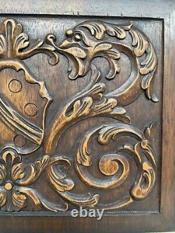 Beautiful Neo Renaissance carved panel in wood with Dragons (1)