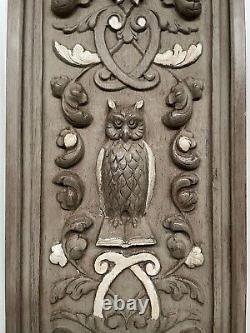 Beautiful & Rare French Carved Patinated Panel with Owl in wood nr 2- 40.157 H