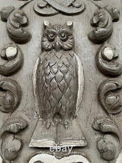 Beautiful & Rare French Carved Patinated Panel with Owl in wood nr 2- 40.157 H