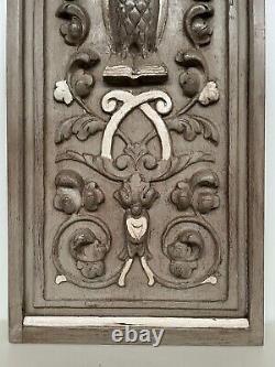 Beautiful & Rare French Carved Patinated Panel with Owl in wood nr 2- 40.157 H