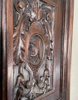 Belgian Antique Hand Carved Oak Wood Panel with a Peasant Woman