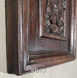 Belgian Antique Hand Carved Oak Wood Panel with a Peasant Woman