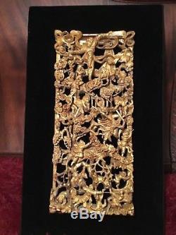 Big Antique Qi'ing Chinese Gilt Wood Carved Panel Battle Scene Wooden Carving #3