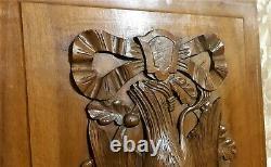 Bird hunting trophy wood carving panel Antique french architectural salvage
