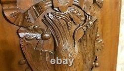 Bird hunting trophy wood carving panel Antique french architectural salvage 19