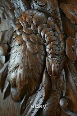 Black Forest Carved Wood Hunting Trophy Wall Panel Game Bird & Fish Plaque
