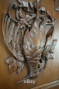 Black Forest Carved Wood Hunting Trophy Wall Panel Game Bird Plaque