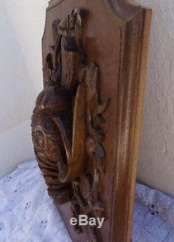 Black Forest Wood Panel Hand Carved Hunt Theme Trophy Bird Wall Plaque Solid Oak