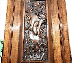 Blason shield with scroll carving panel Antique french architectural salvage