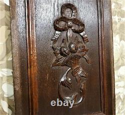 Bow ribbon basket scroll wood carving panel Antique french architectural salvage