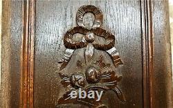 Bow ribbon basket scroll wood carving panel Antique french architectural salvage