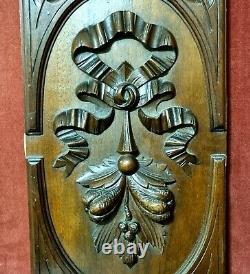 Bow ribbon carved wood panel Antique vintage french architectural salvage 16