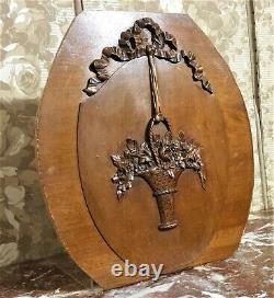 Bow ribbon flower basket wood carving panel Antique french architectural salvage