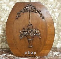Bow ribbon flower basket wood carving panel Antique french architectural salvage