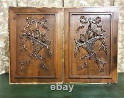 Bow ribbon fruit basket wood carving panel Antique french architectural salvage