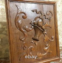 Bow ribbon fruit basket wood carving panel Antique french architectural salvage