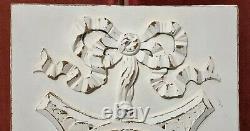 Bow ribbon rosette wood carving panel Antique french architectural salvage 17