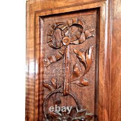 Bow ribbon scroll leaf carving panel 2146 Antique French architectural salvage