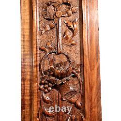 Bow ribbon scroll leaf carving panel 2146 Antique French architectural salvage