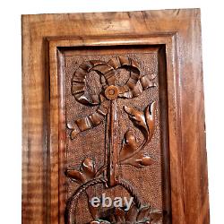 Bow ribbon scroll leaf carving panel 2146 Antique French architectural salvage