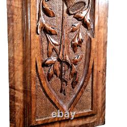 Bow ribbon scroll leaf carving panel 2146 Antique French architectural salvage