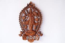 Buddha Panel Wall Decor 15.9 inch, Buddha Wood Hand Carving, Minimalist Buddha