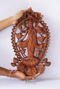 Buddha Panel Wall Decor 15.9 inch, Buddha Wood Hand Carving, Minimalist Buddha