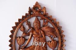 Buddha Panel Wall Decor 15.9 inch, Buddha Wood Hand Carving, Minimalist Buddha