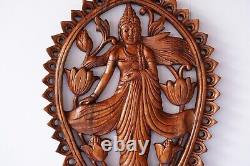 Buddha Panel Wall Decor 15.9 inch, Buddha Wood Hand Carving, Minimalist Buddha