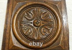 Bullseye scroll leaves wood carving panel Antique french architectural salvage