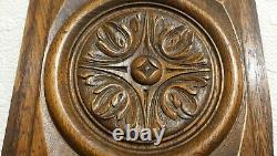Bullseye scroll leaves wood carving panel Antique french architectural salvage