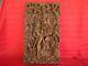 Carved Wood Figural Balinese Bali Relief Wall Sculpture Panel Art Signed