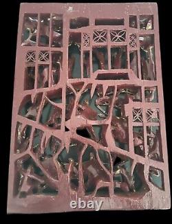 CHINESE CARVED GILT WOOD WALL PANEL LACQUER GILDED GOLD WARRIOR SHIELD 43 x 30